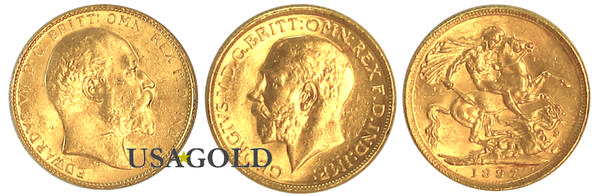 British Sovereign Gold Coin King Edward/George .2354 pre-1933 AU/Unc/BU