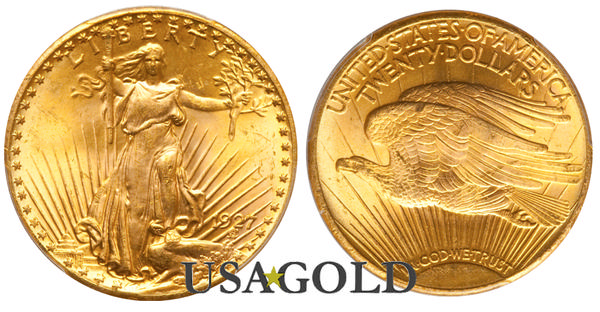 Special offer on $20 gold pieces, image of St. Gaudens