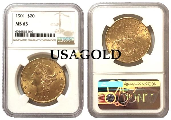 $20 Liberty 1901-P MS63 NGC