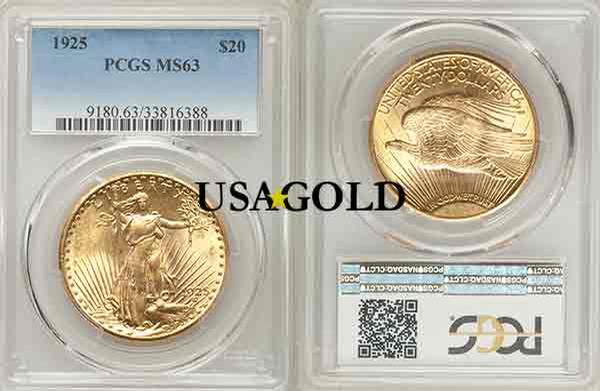 U.S. $20 St. Gaudens MS63 PCGS/NGC