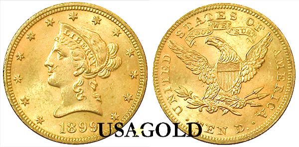 U.S. $10 Liberty gold coin AU/UNC